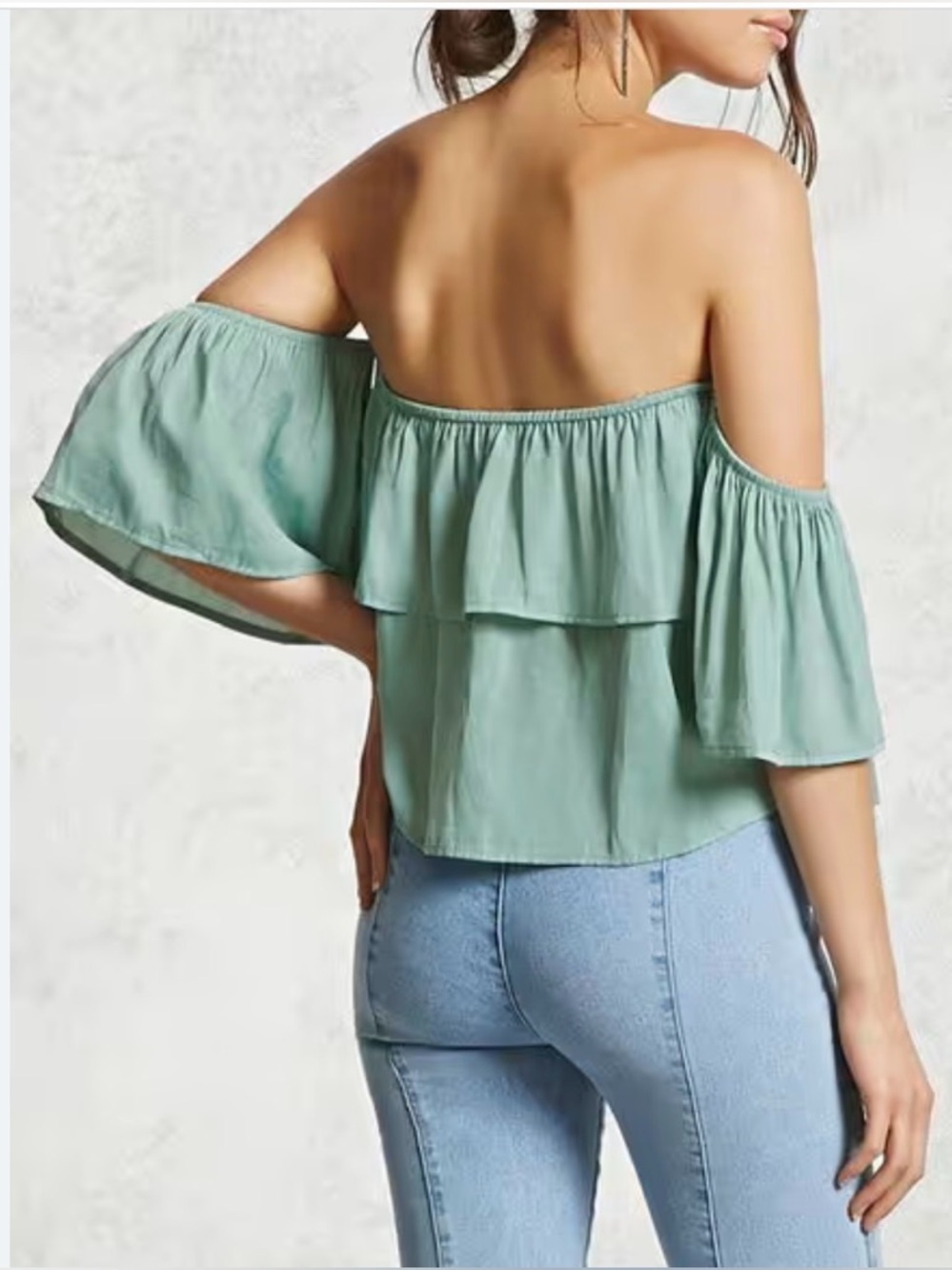 Teal Off-Shoulder Ruffle Top - Picture 6 of 7